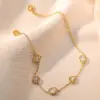Wholesale PVD Coated 18K Gold Plated Flower 304 Stainless Steel Simple Style Waterproof Non Tarnish 304 Stainless Steel Bracelets