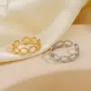 Wholesale PVD Coated 18K Gold Plated Oval 304 Stainless Steel Simple Style Waterproof Non Tarnish Open Rings