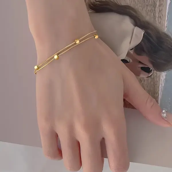 Wholesale PVD Coated 18K Gold Plated Solid Color Stainless Steel Glam Solid Color Waterproof Non Tarnish 304 Stainless Steel Bracelets