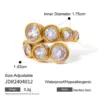 Wholesale 304 Stainless Steel Geometric Water Droplets PVD Coated Zircon 18K Real Gold Plated Real Gold Plated IG Style Waterproof Non Tarnish Inlay Gold Open Rings