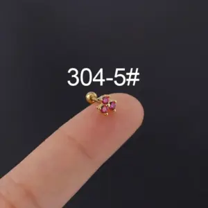 5# A Pair of Ear Clips-Gold Rose / Red