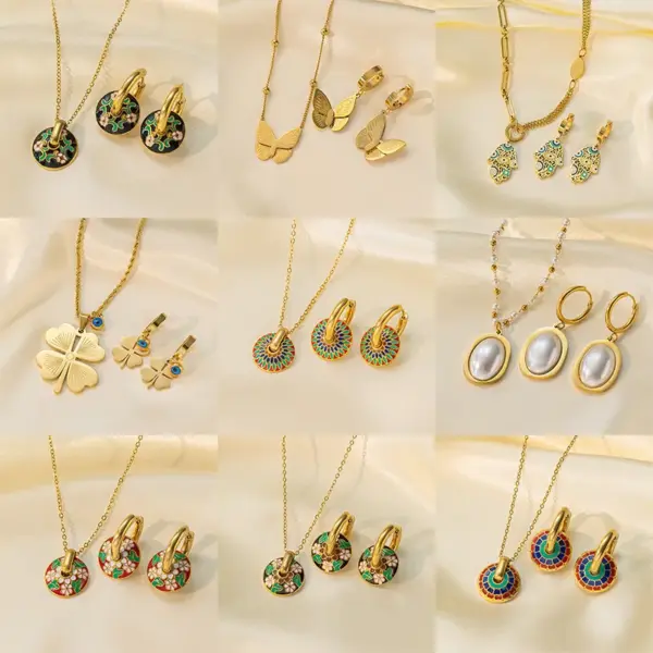 Wholesale Jewelry Simple Style Classic Style Geometric Titanium Steel Plating Jewelry Set Cable Chain