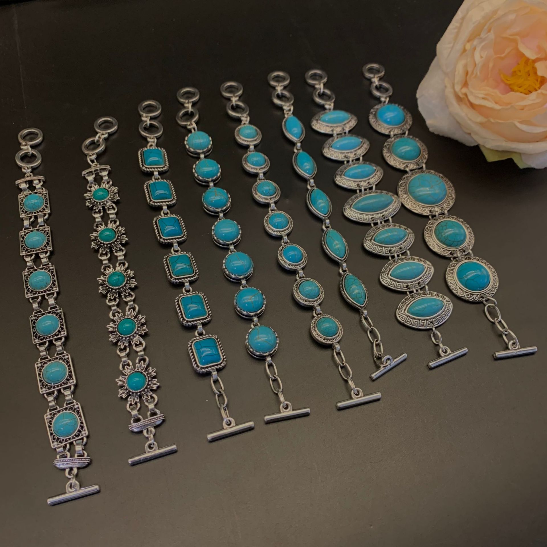 Wholesale Bohemian vintage ethnic style turquoise bracelet, Tibetan jewelry, women's jewelry, bracelet aessories, alloy bracelet