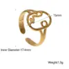 Wholesale PVD Coated Real Gold Plated Human Face Stainless Steel Fashion Waterproof Non Tarnish Open Ring
