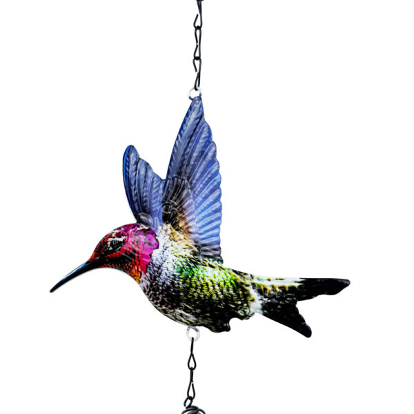 Wholesale Cross-Border New Product Hummingbird Wind Chime Metal Iron Crafts Hanging Decoration Iron Printed Bird Courtyard Garden Pendant