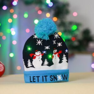 Knitted cuffed hat let it snow