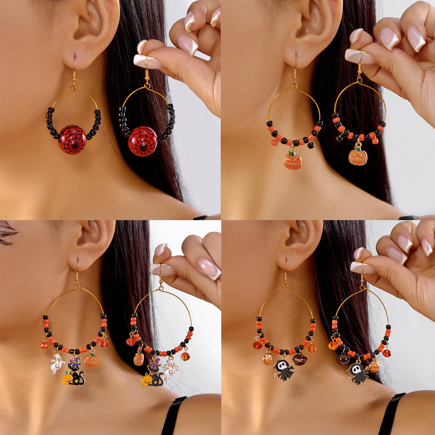 Wholesale Cute and Funny Pumpkin Ghost Bat Cat Earrings Party Earrings Design for Women