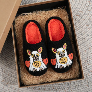 Cotton slippers-lantern dog (black) / 36-37