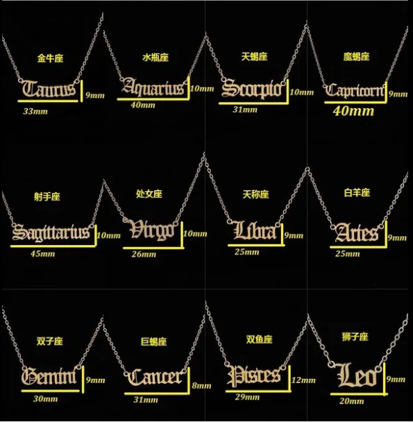 Wholesale Jewelry Fashion Constellation 201 Stainless Steel 18K Gold Plated Stainless Steel Necklaces