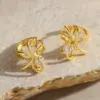 Wholesale 1 Pair Luxurious Romantic Artistic Butterfly Bow Knot Inlay 304 Stainless Steel Zircon Ear Studs