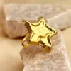Wholesale PVD Coated Real Gold Plated 18K Gold Star 304 Stainless Steel Elegant Glam Waterproof Non Tarnish Open Rings