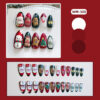 Wholesale WM-300 Christmas Special Edition False Nails: Almond Christmas Red and Green Reindeer, Gingerbread Man, Snowman - Nail Tips