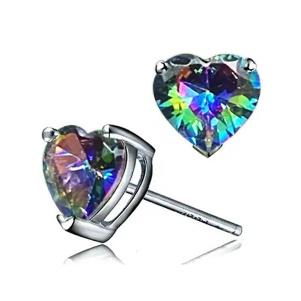 Wholesale Fashion Heart-shaped Zircon Simple Heart-shaped Copper Earrings
