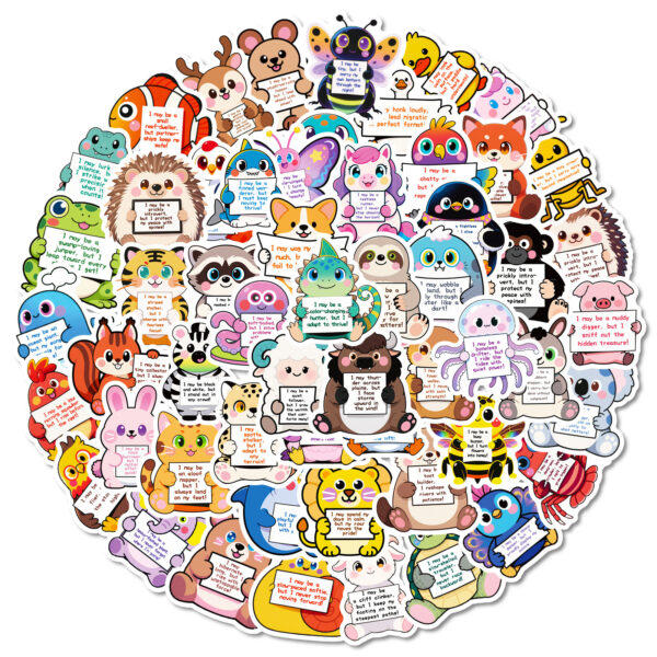 Wholesale 56PCS/PACK Cartoon Animal Motivational Text Stickers