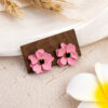 oly-a7c4afd5edb84c58cc654d393a120a8a Wholesale Sier Raspberry Red Paint Flower Earrings Obsidian Solid Color Petal Earrings Hierarchical Frosted Diamond Earrings