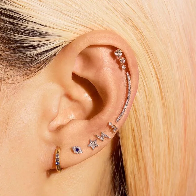 Wholesale 1 Piece Ear Cartilage Rings & Studs Casual Simple Style Devil's Eye Lightning Copper Plating Zircon Ear Cartilage Rings & Studs