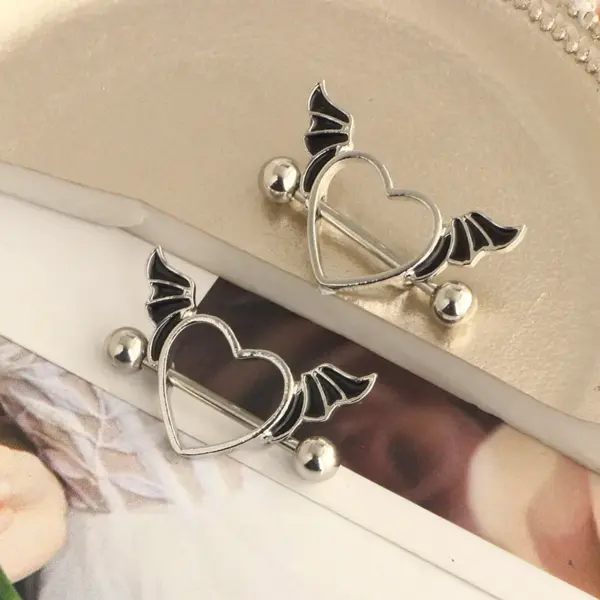 Wholesale Retro Angel Heart Shape Stainless Steel Plating Belly Ring 1 Piece