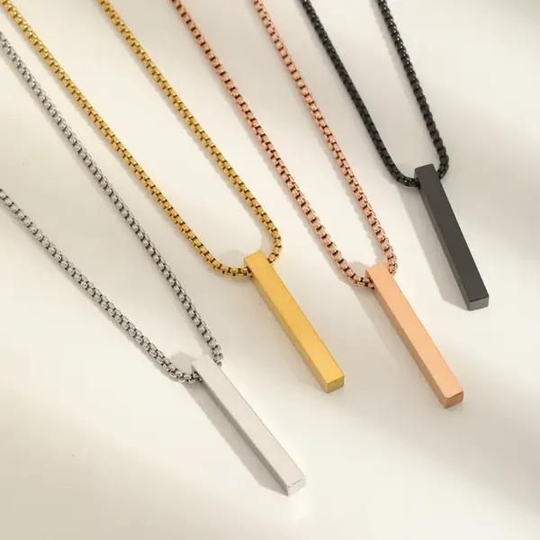 Wholesale Jewelry Casual Elegant Simple Style Geometric Rectangle 304 Stainless Steel 18K Gold Plated Box Chain Pendant Necklace