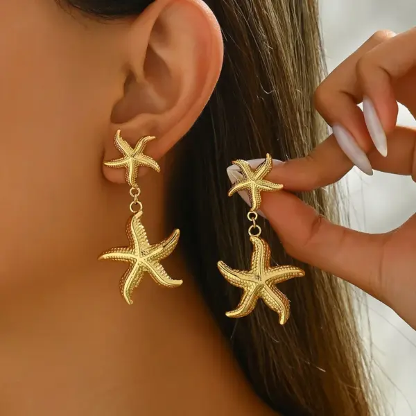 304 Stainless Steel Star Electroplating K Gold Plated Gold Plated Elegant Cute Drop Earrings Ear Studs