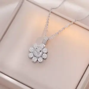 X1069 Steel Color 1 Sunflower Necklace