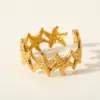 Wholesale Elegant Luxury 18K Gold Plated Stainless Steel Starfish Mouth Open Ring For Women Adjustable Size Casual Weekend Selfie Street Style Gold Ring