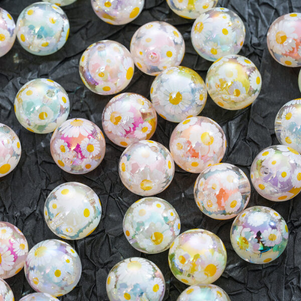Wholesale 10pcs daisy print acrylic beads