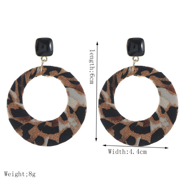 oly-a7d953d1553414f543e1bf0d96cf4e0f Wholesale Cross-border Exaggerated Large Circle Oval Leopard Earrings Hong Kong Style Vintage Fabric Wrapping Leopard Ring Earrings Earrings