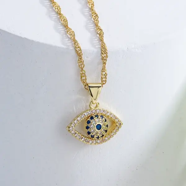 New Style Copper Plating 18k Gold Devil's Eye Pendant Necklace