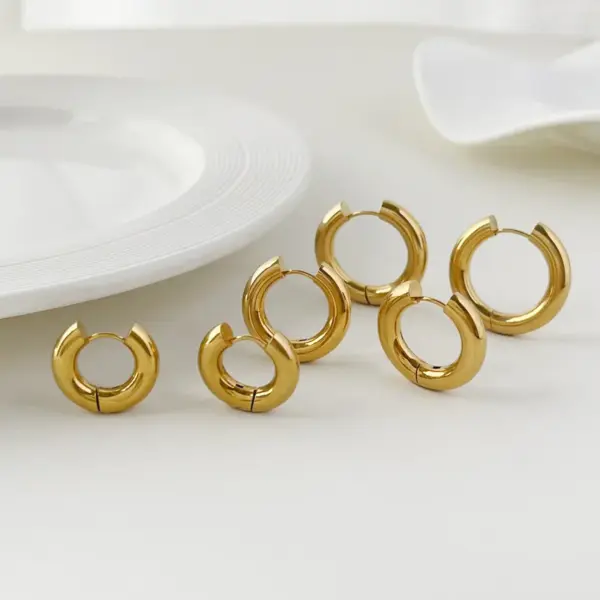 Wholesale PVD Coated Real Gold Plated 18K Gold Geometric 304 Stainless Steel Fashion Waterproof Non Tarnish Earrings