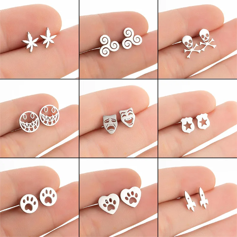 Wholesale PVD Coated Real Gold Plated Geometric Stainless Steel Simple Style Waterproof Non Tarnish Ear Studs