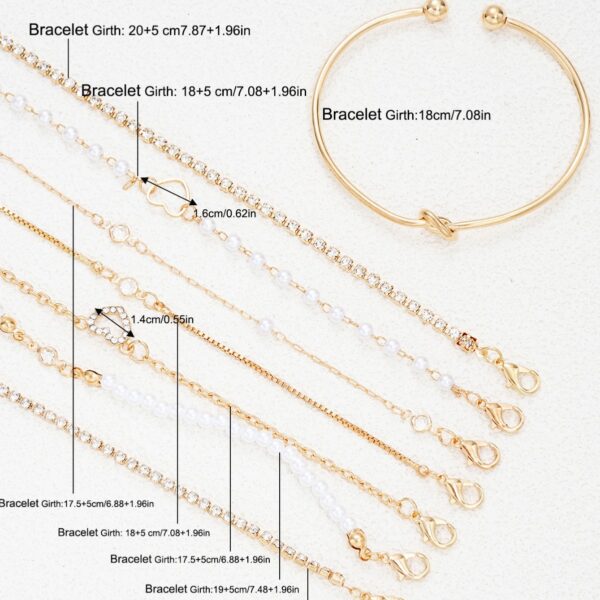 Wholesale Cross-border Europe and the United States semi-managed new fashion knot point drill zircon love bracelet 8 piece set about temperament women's jewelry