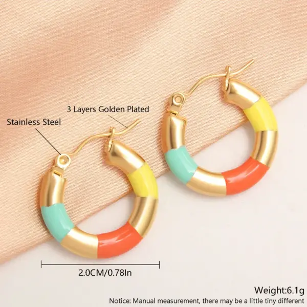 1 Pair IG Style Simple Style Round Plating 304 Stainless Steel Gold Plated Earrings