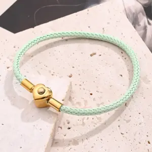 Mint Green Wire Rope Love Snap Carrying Strap (Gold) / Wire Diameter:3mm (Length:175~185mm) / 1 Strand/Package