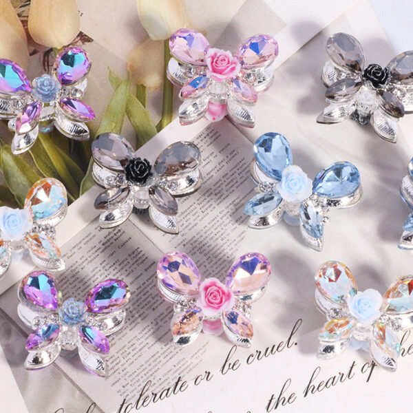 Wholesale DIY heavy-duty alloy rose and butterfly rhinestone beads with straight holes