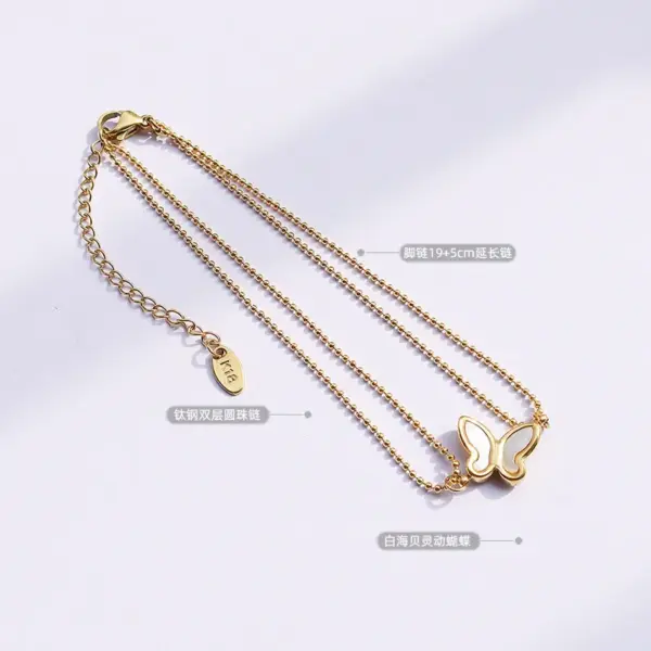 Wholesale Fashion Geometric Titanium Steel Waterproof Non Tarnish No Inlaid PVD Coated Real Gold Plated Women'S Anklet