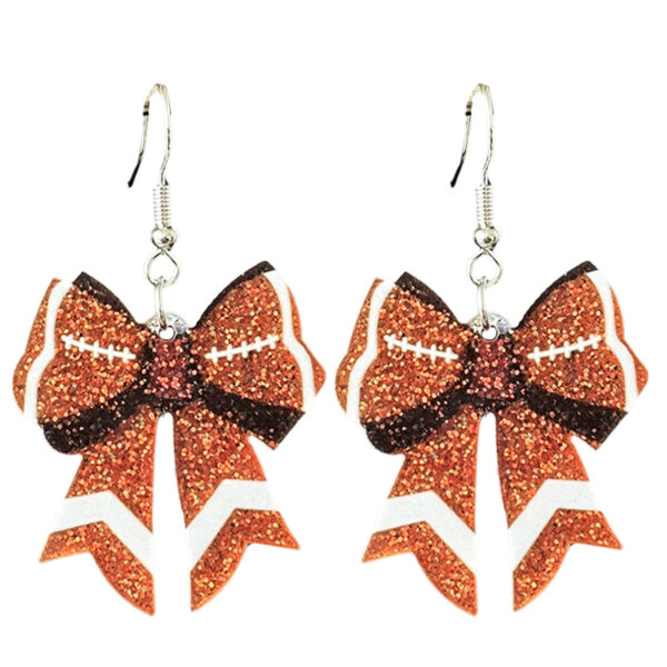 Wholesale Amazon Supply Football Glitter Day Atmosphere Colorful Earrings Bow Element Coffee Autumn Earrings