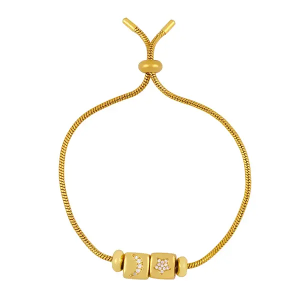 Wholesale Fashion Letter Copper 18k Gold Plated Artificial Gemstones Bracelets In Bulk