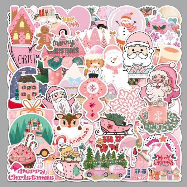 Wholesale 50pcs/pack Pink Christmas Graffiti Stickers