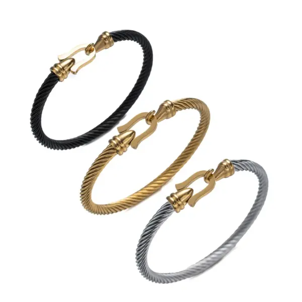 PVD Coated Real Gold Plated 18K Gold Geometric Stainless Steel Simple Style Classic Style Waterproof Non Tarnish 304 Stainless Steel Bangle