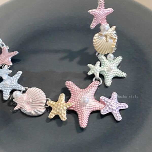 oly-a8006d0996d311efb1109fb1d4df003f Wholesale Colorful Starfish Shell Necklace Women's Collarbone Chain for Summer Seaside Travel Photo Sweet Cool Spice Girl Style Accessories