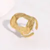 Wholesale 18K Gold Plated 304 Stainless Steel Vacuum Electroplating (In-Furnace) Open Ring Irregular Wide Version Titanium Steel Jewelry Non-Fading Simple Style For Women