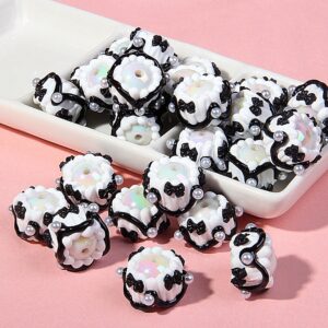 White beads + black and white cream + black butterfly + beads / One