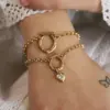 Wholesale PVD Coated 18K Gold Plated Geometric 201 Stainless Steel 304 Stainless Steel Simple Style Streetwear Waterproof Non Tarnish Bracelets Necklace