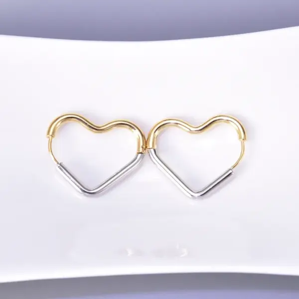 PVD Coated Real Gold Plated 18K Gold Heart 304 Stainless Steel Titanium Steel Waterproof Non Tarnish Earrings