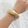 Wholesale PVD Coated 18K Gold Real Gold Plated Color Block 304 Stainless Steel Simple Style Waterproof Non Tarnish 304 Stainless Steel Bangle