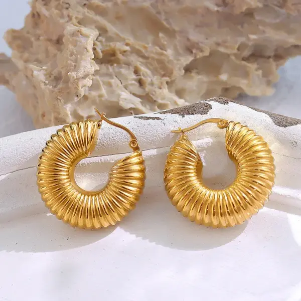 PVD Coated Real Gold Plated 18K Gold Geometric 304 Stainless Steel Fashion Waterproof Non Tarnish Earrings
