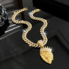 Wholesale Crown Lion Head Alloy Pendant Hip Hop Full Diamond Cuban Chain