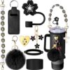 Wholesale Stanley Cup Decorative Straw Cap Cup Set Cup Chain Ins Colorful Begonia Flower Key Pendant Fur Ball Pendant
