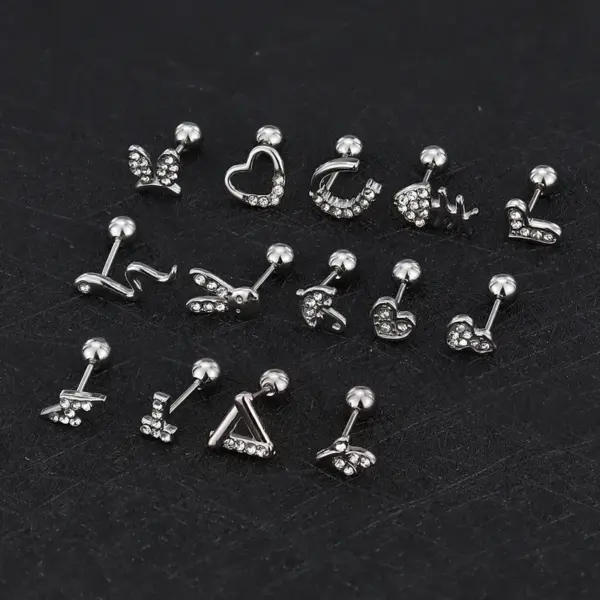 Wholesale 1 Piece Simple Style Commute Geometric Plating Titanium Steel Ear Studs