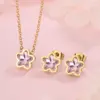 Wholesale 304 Stainless Steel Glass Star Ion Plating (IP) Artificial Rhinestones 18K Gold Plated Simple Style Classic Style Streetwear Waterproof Non Tarnish Inlay Multicolor-Golden Yellow Jewelry Set